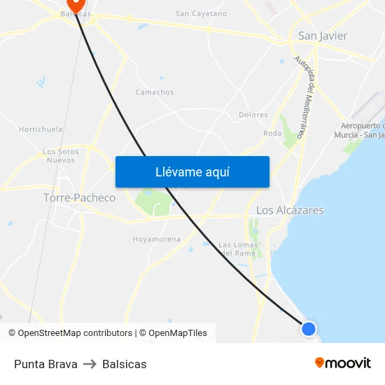 Punta Brava to Balsicas map