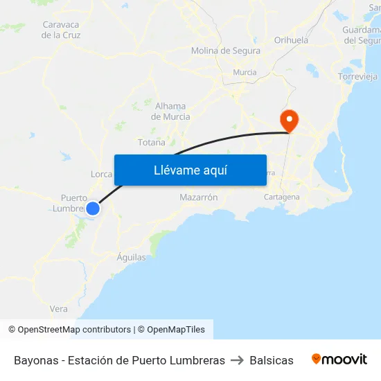 Bayonas - Estación de Puerto Lumbreras to Balsicas map