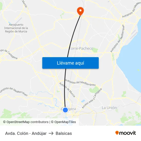 Avda. Colón - Andújar to Balsicas map