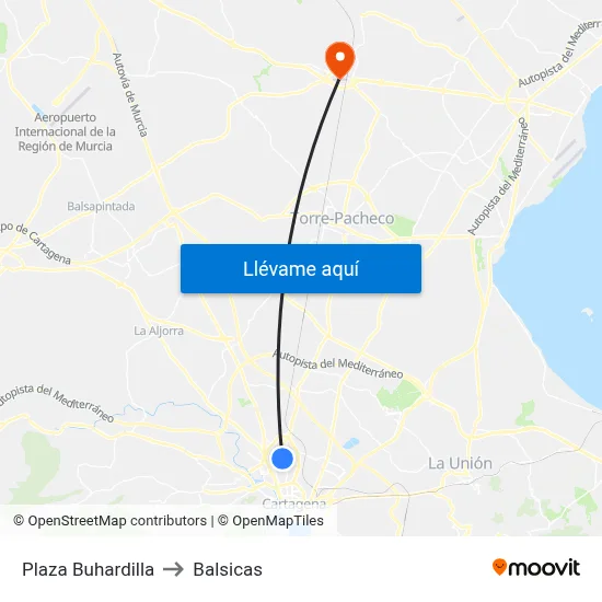 Plaza Buhardilla to Balsicas map