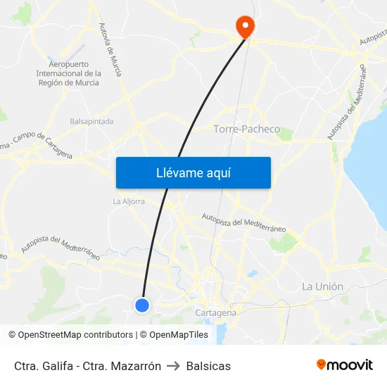 Ctra. Galifa - Ctra. Mazarrón to Balsicas map