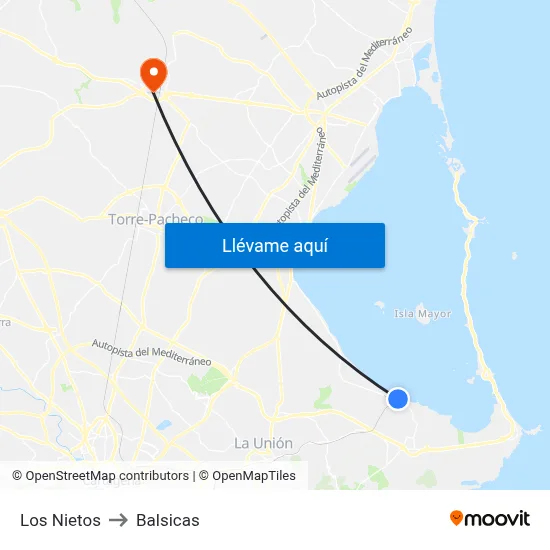 Los Nietos to Balsicas map