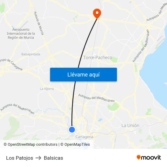 Los Patojos to Balsicas map