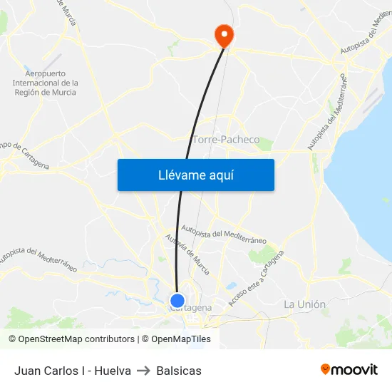 Juan Carlos I - Huelva to Balsicas map