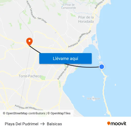 Playa Del Pudrimel to Balsicas map