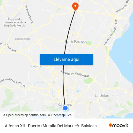 Alfonso XII - Puerto (Muralla Del Mar) to Balsicas map