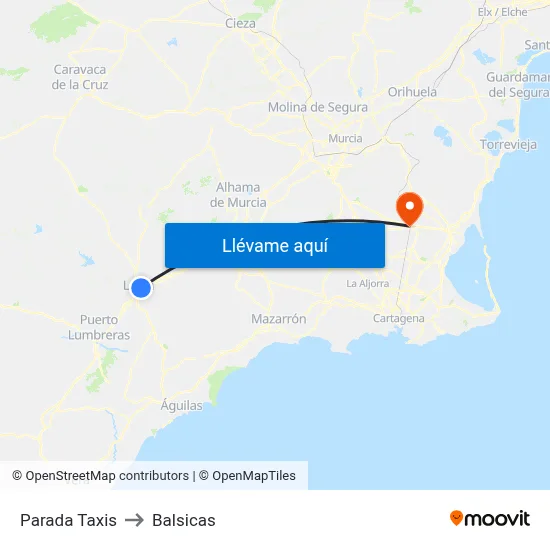 Parada Taxis to Balsicas map