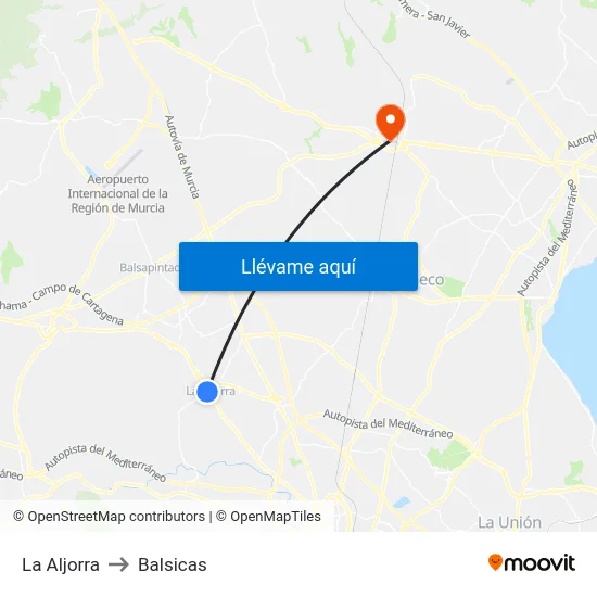 La Aljorra to Balsicas map