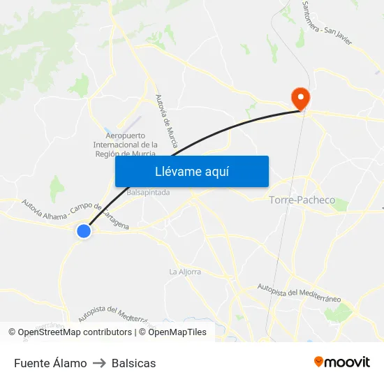 Fuente Álamo to Balsicas map