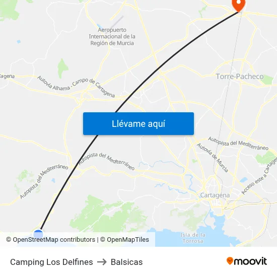 Camping Los Delfines to Balsicas map