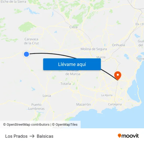 Los Prados to Balsicas map