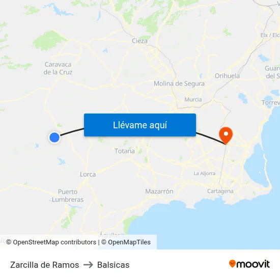 Zarcilla de Ramos to Balsicas map