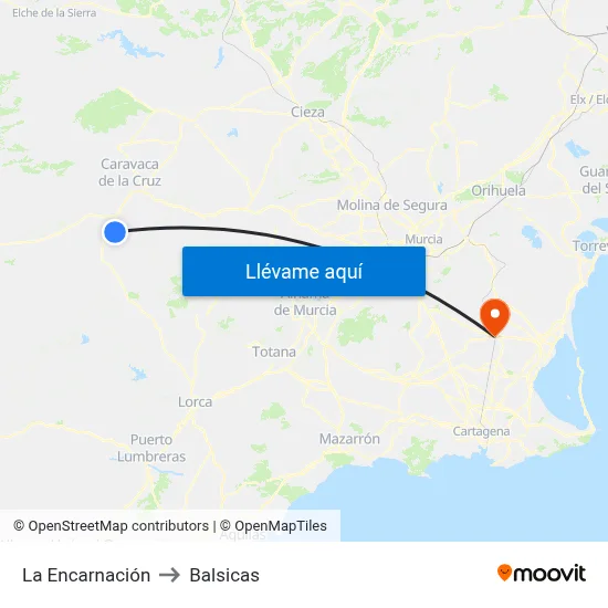 La Encarnación to Balsicas map