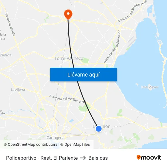 Polideportivo - Rest. El Pariente to Balsicas map