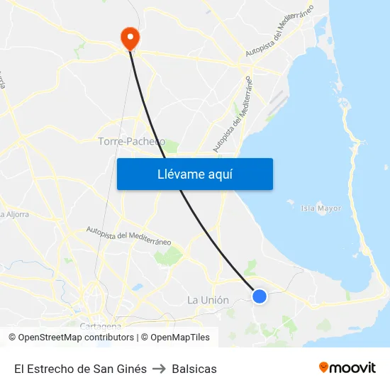 El Estrecho de San Ginés to Balsicas map