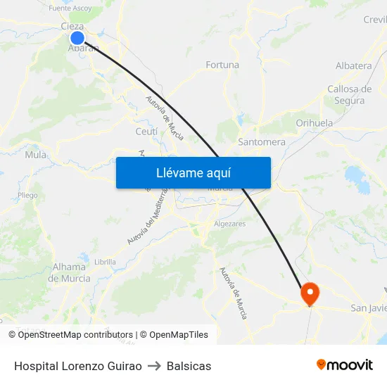 Hospital Lorenzo Guirao to Balsicas map
