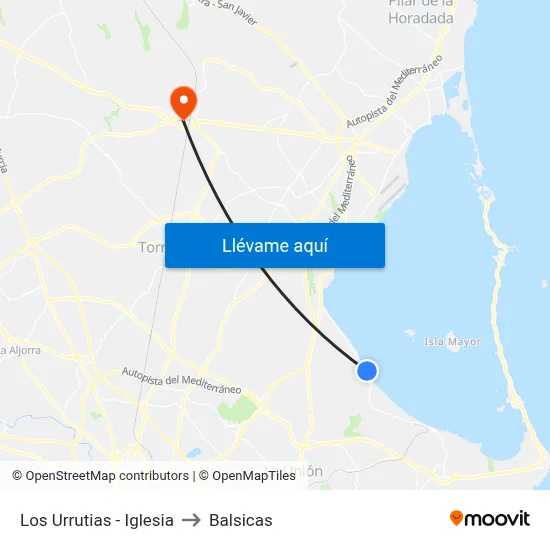 Los Urrutias - Iglesia to Balsicas map
