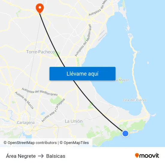 Área Negrete to Balsicas map