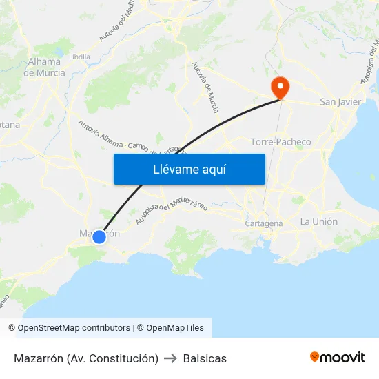 Mazarrón (Av. Constitución) to Balsicas map