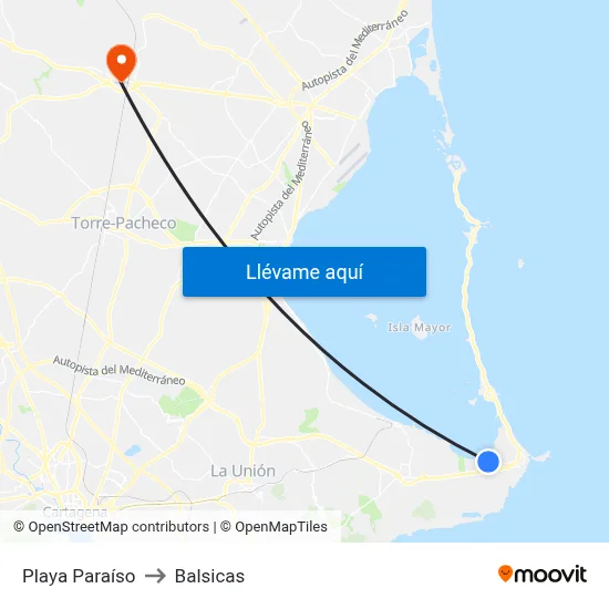 Playa Paraíso to Balsicas map