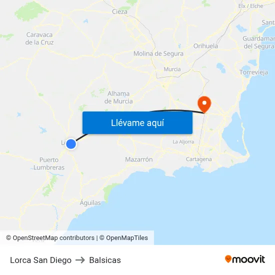 Lorca San Diego to Balsicas map