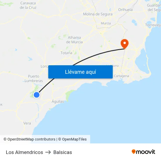 Los Almendricos to Balsicas map