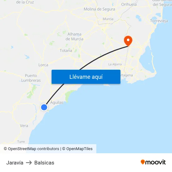 Jaravía to Balsicas map