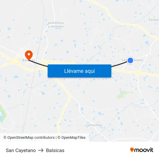 San Cayetano to Balsicas map