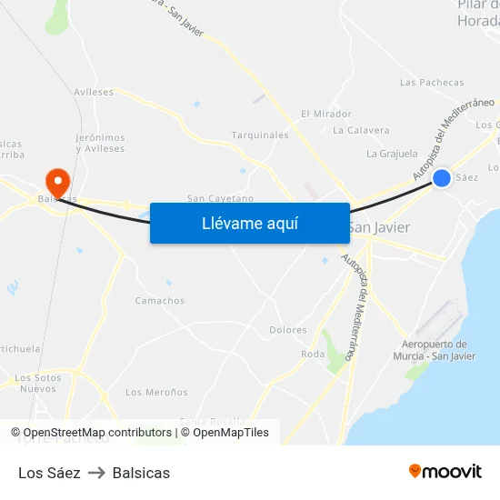 Los Sáez to Balsicas map