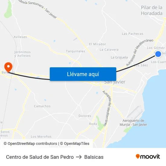 Centro de Salud de San Pedro to Balsicas map