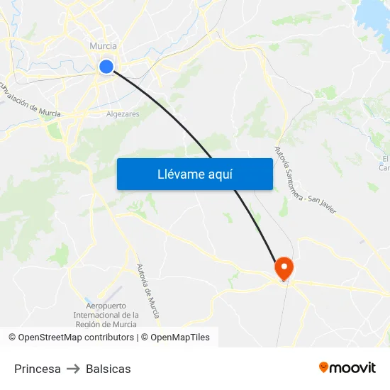 Princesa to Balsicas map