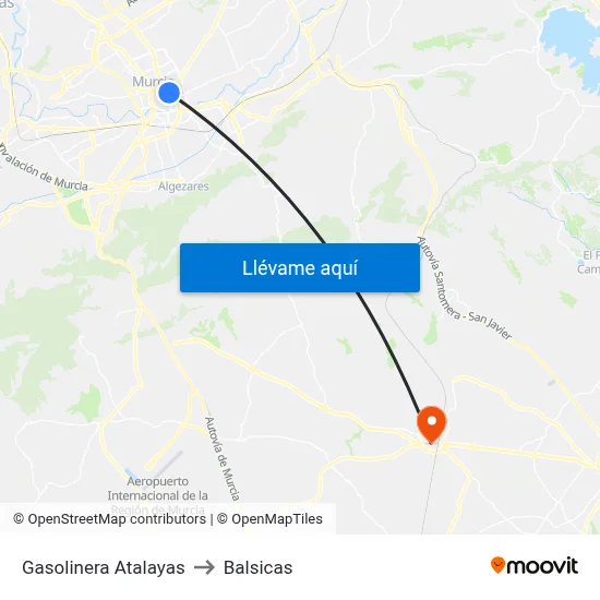 Gasolinera Atalayas to Balsicas map