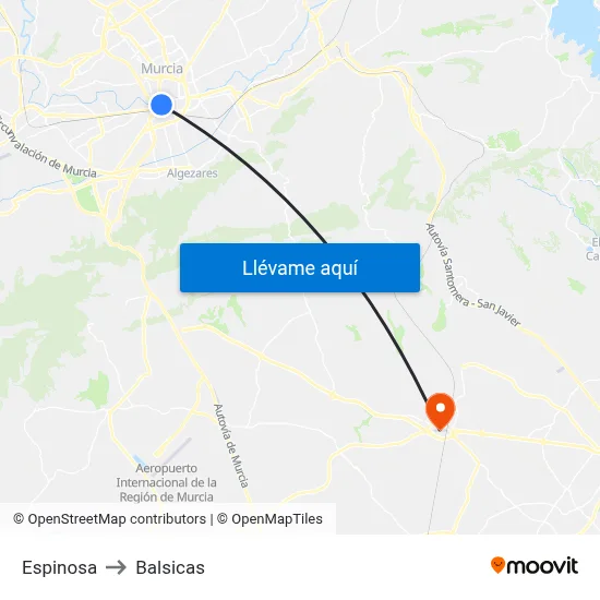 Espinosa to Balsicas map