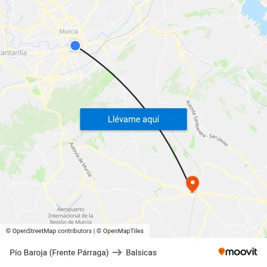 Pío Baroja (Frente Párraga) to Balsicas map