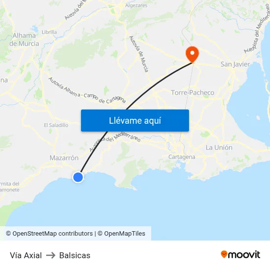 Vía Axial to Balsicas map