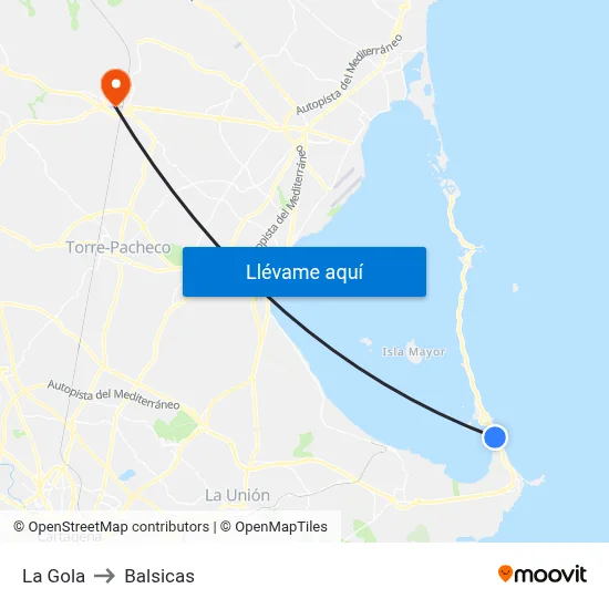 La Gola to Balsicas map