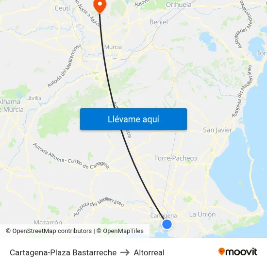 Cartagena-Plaza Bastarreche to Altorreal map