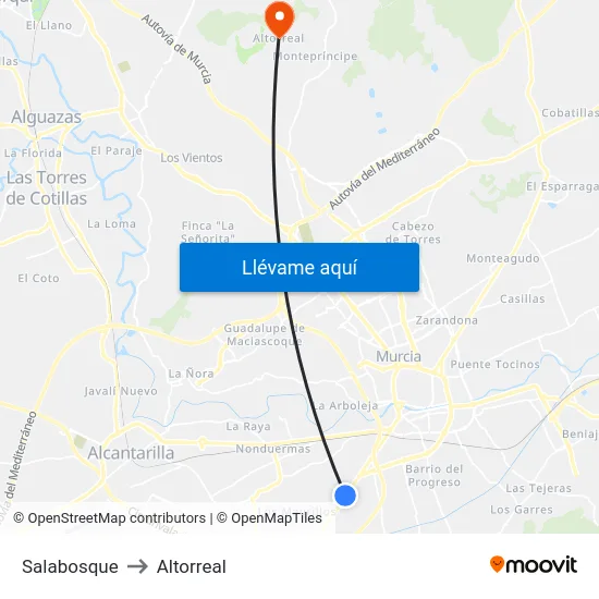Salabosque to Altorreal map