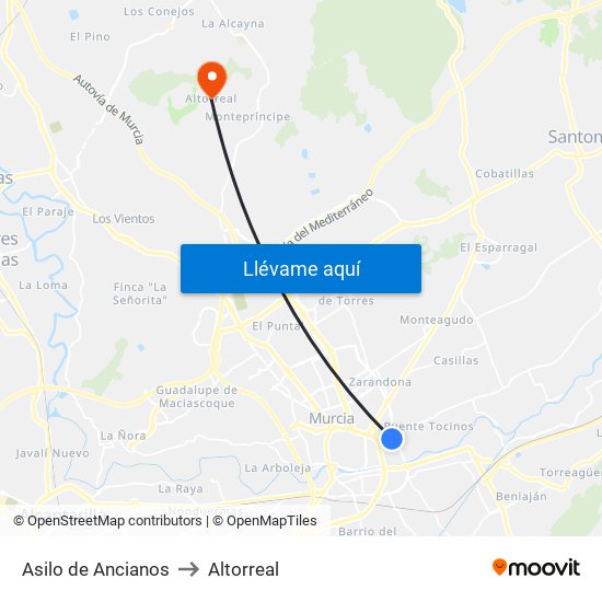 Asilo de Ancianos to Altorreal map