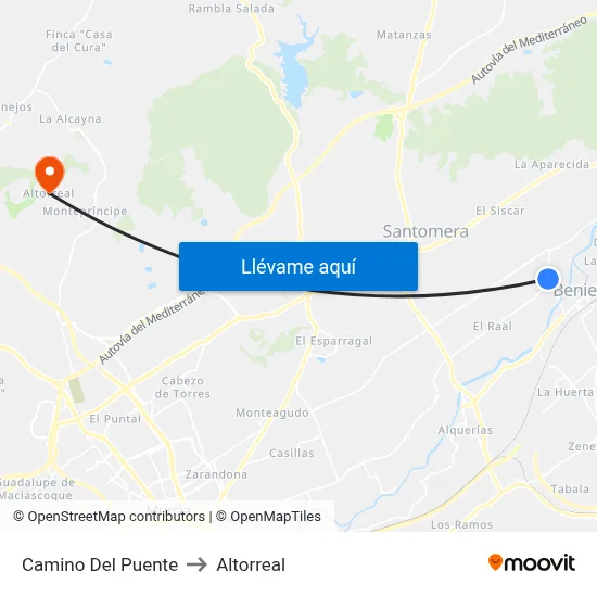 Camino Del Puente to Altorreal map