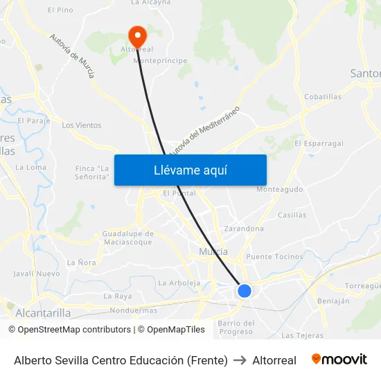 Alberto Sevilla Centro Educación (Frente) to Altorreal map