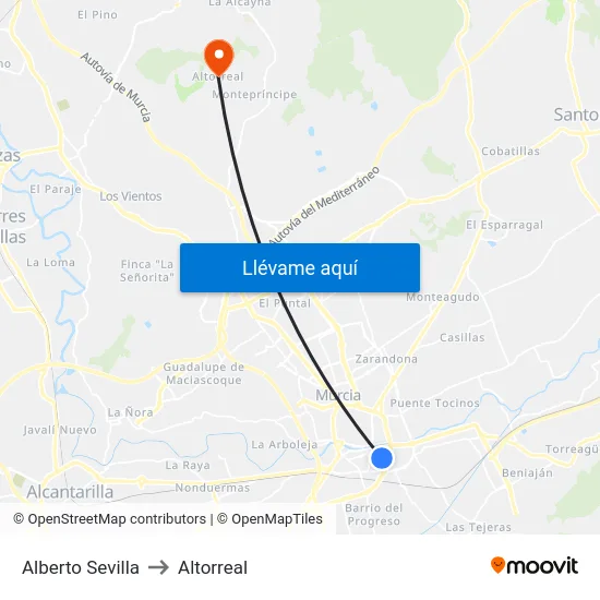 Alberto Sevilla to Altorreal map