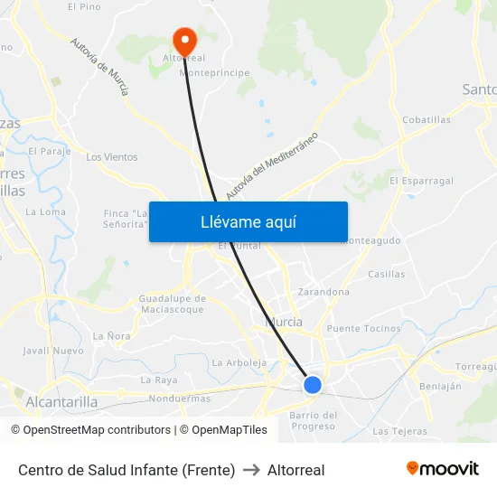 Centro de Salud Infante (Frente) to Altorreal map
