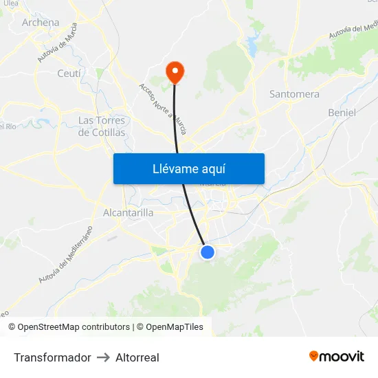 Transformador to Altorreal map