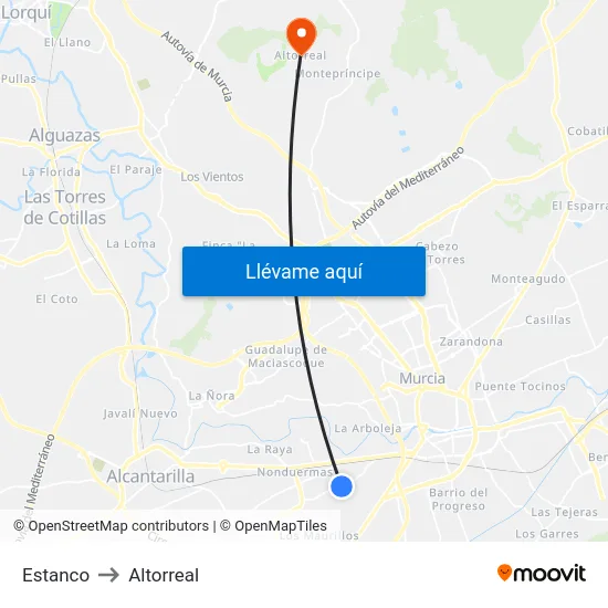 Estanco to Altorreal map