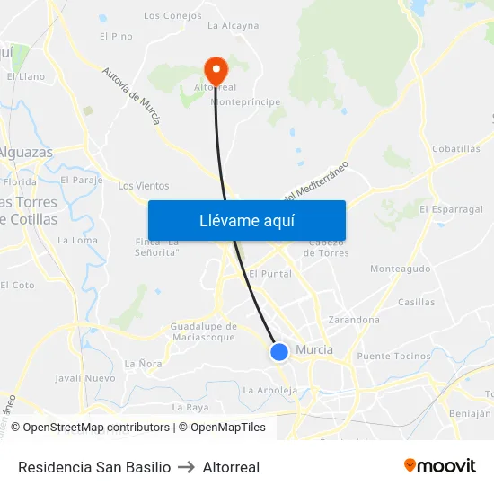 Residencia San Basilio to Altorreal map
