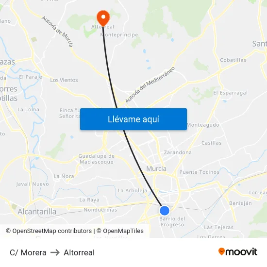 C/ Morera to Altorreal map