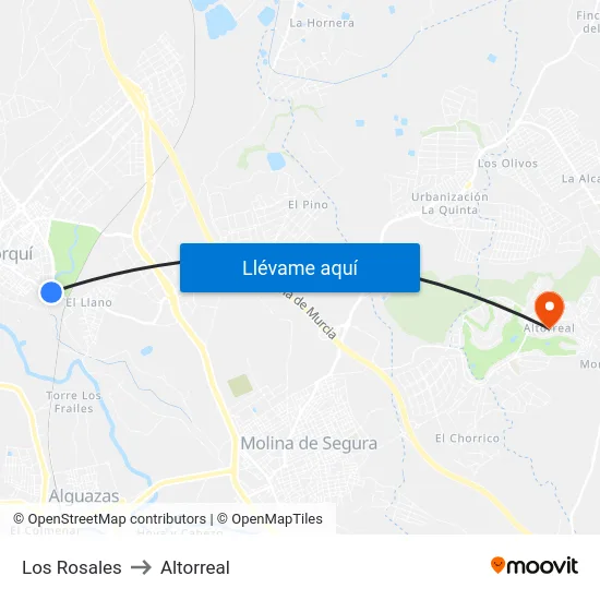 Los Rosales to Altorreal map