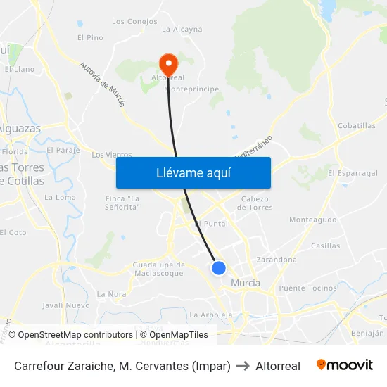 Carrefour Zaraiche, M. Cervantes (Impar) to Altorreal map