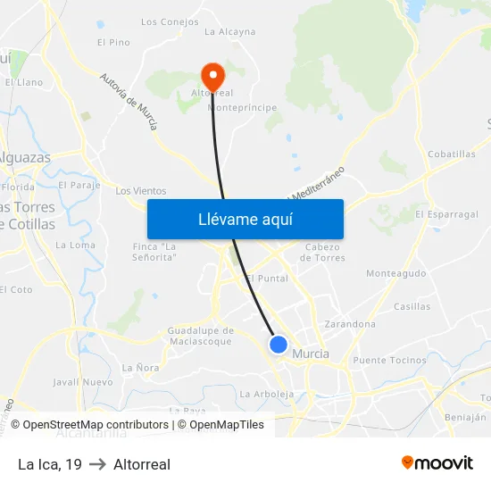 La Ica, 19 to Altorreal map